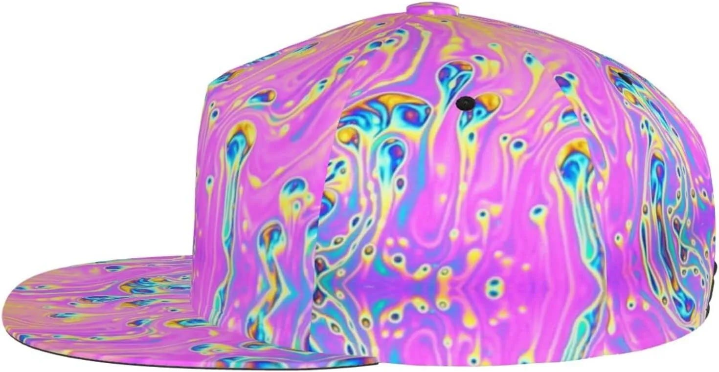Funny Trippy Baseball Cap Men Women Rainbow Tie Dye Adjustable Snapback Flat Bill Hip Hop Hat