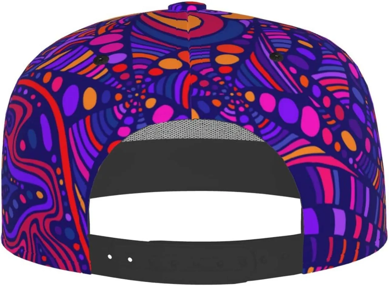 Funny Trippy Baseball Cap Men Women Rainbow Tie Dye Adjustable Snapback Flat Bill Hip Hop Hat