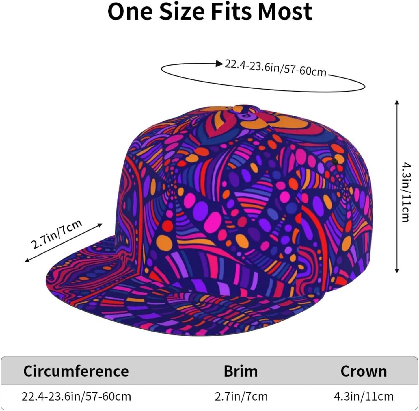 Funny Trippy Baseball Cap Men Women Rainbow Tie Dye Adjustable Snapback Flat Bill Hip Hop Hat
