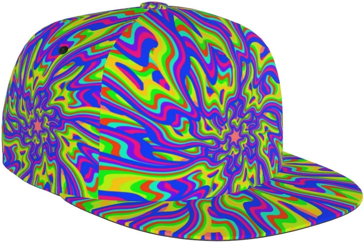 Funny Trippy Baseball Cap Men Women Rainbow Tie Dye Adjustable Snapback Flat Bill Hip Hop Hat