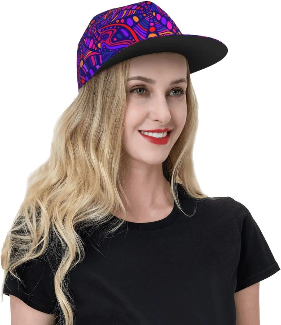 Funny Trippy Baseball Cap Men Women Rainbow Tie Dye Adjustable Snapback Flat Bill Hip Hop Hat