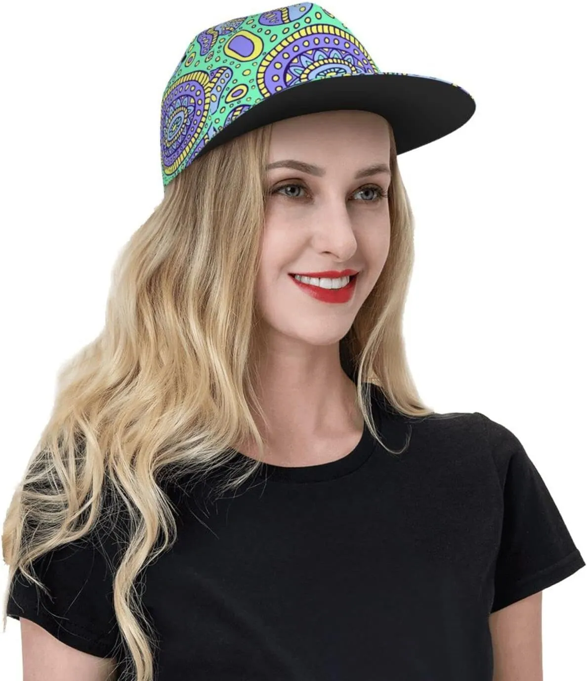Funny Trippy Baseball Cap Men Women Rainbow Tie Dye Adjustable Snapback Flat Bill Hip Hop Hat