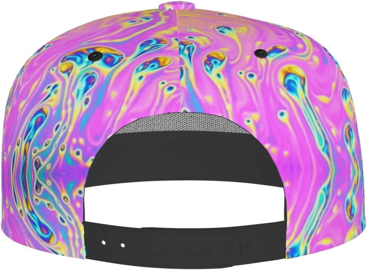 Funny Trippy Baseball Cap Men Women Rainbow Tie Dye Adjustable Snapback Flat Bill Hip Hop Hat