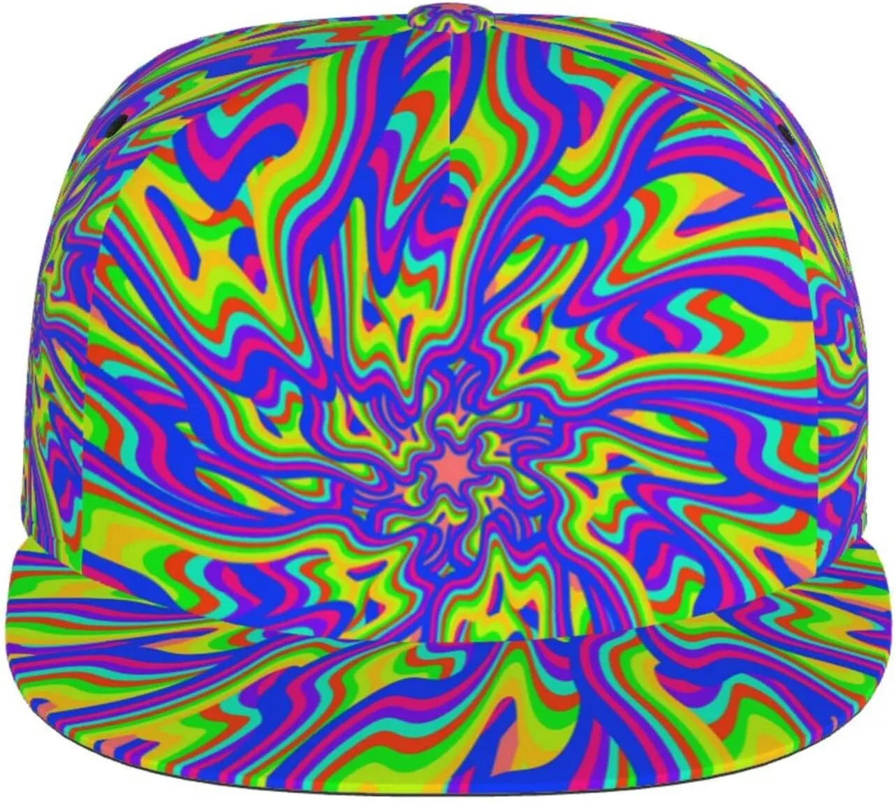 Funny Trippy Baseball Cap Men Women Rainbow Tie Dye Adjustable Snapback Flat Bill Hip Hop Hat