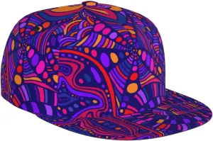 Funny Trippy Baseball Cap Men Women Rainbow Tie Dye Adjustable Snapback Flat Bill Hip Hop Hat
