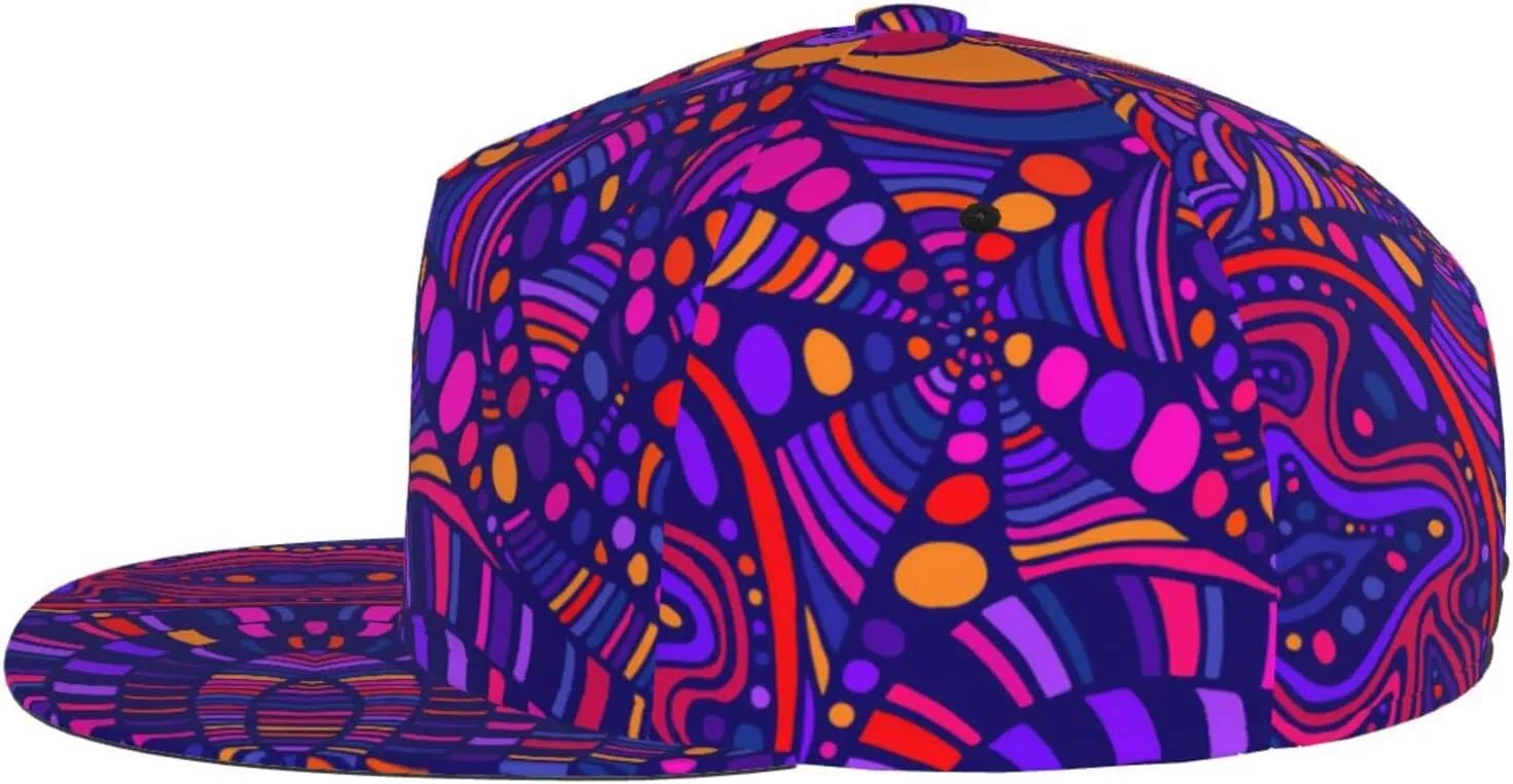 Funny Trippy Baseball Cap Men Women Rainbow Tie Dye Adjustable Snapback Flat Bill Hip Hop Hat