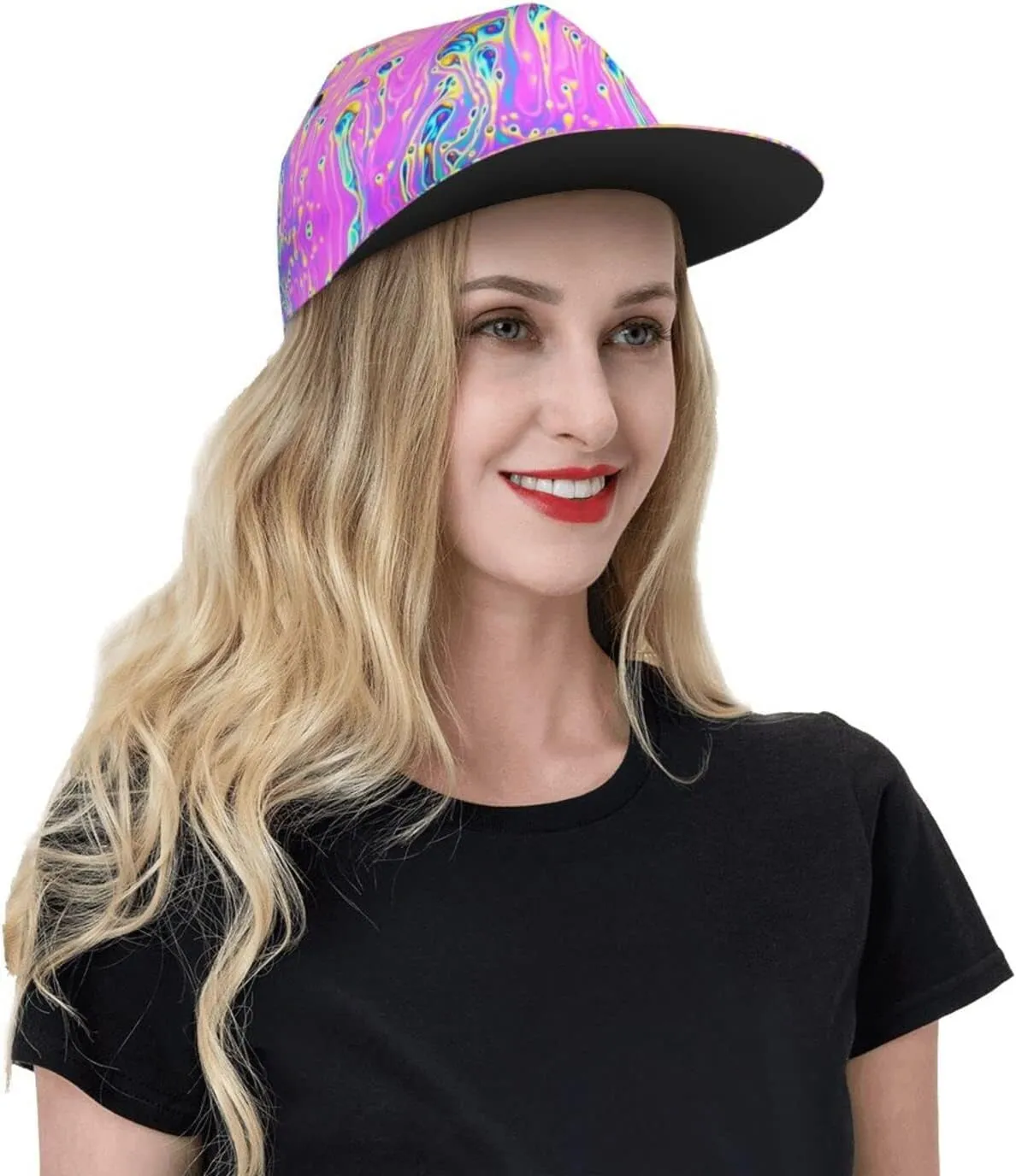 Funny Trippy Baseball Cap Men Women Rainbow Tie Dye Adjustable Snapback Flat Bill Hip Hop Hat