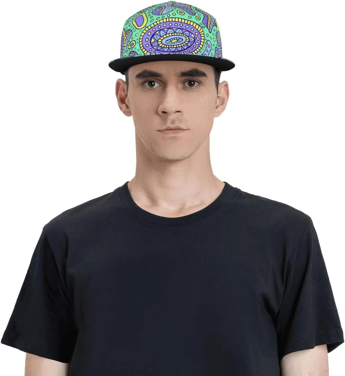 Funny Trippy Baseball Cap Men Women Rainbow Tie Dye Adjustable Snapback Flat Bill Hip Hop Hat