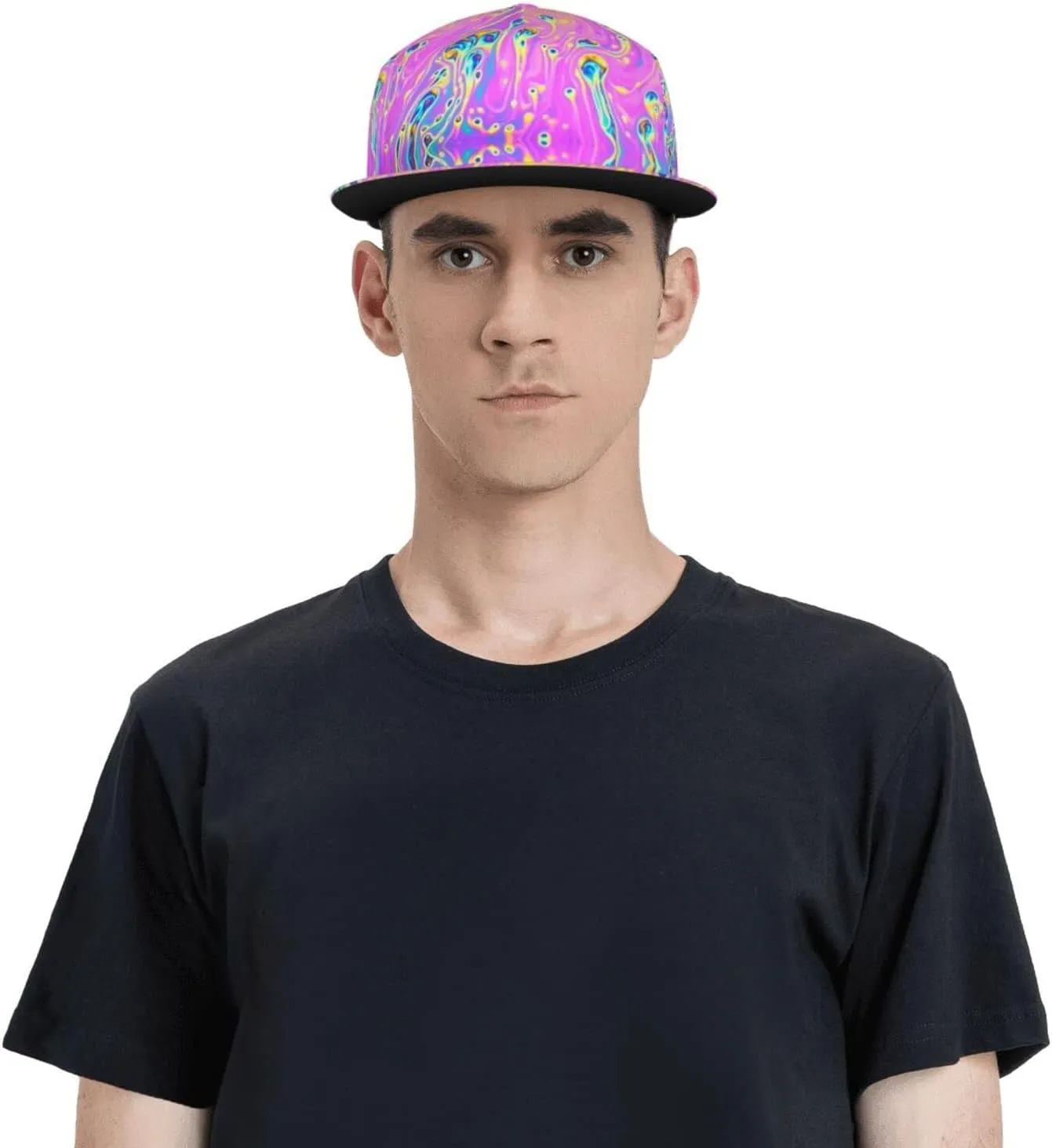 Funny Trippy Baseball Cap Men Women Rainbow Tie Dye Adjustable Snapback Flat Bill Hip Hop Hat