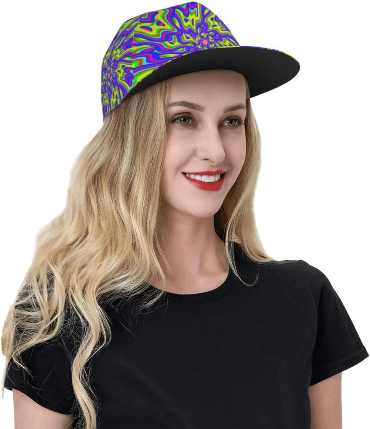 Funny Trippy Baseball Cap Men Women Rainbow Tie Dye Adjustable Snapback Flat Bill Hip Hop Hat