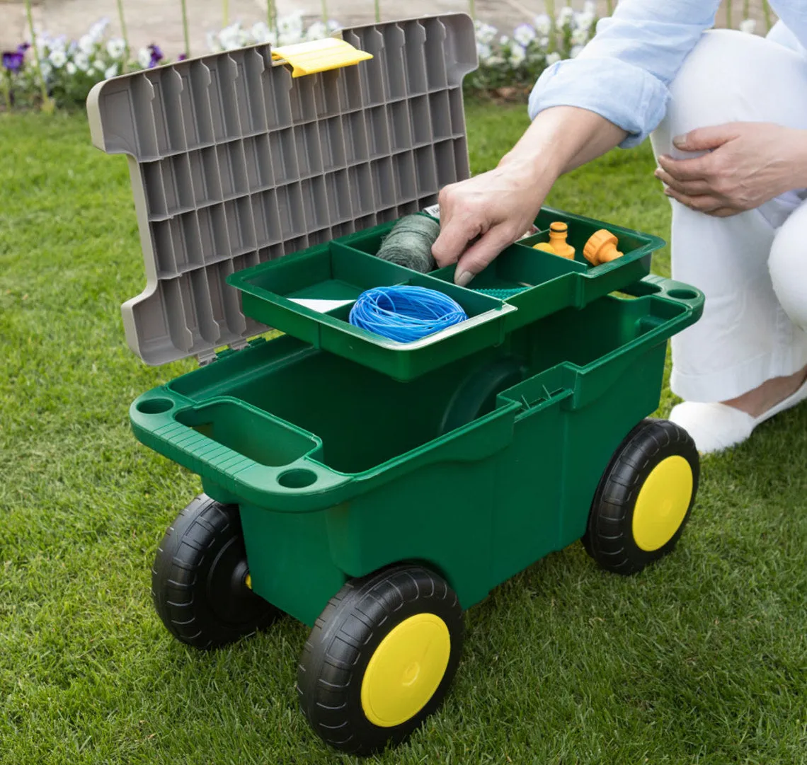 Garden Roller Stool Toolbox and Seat