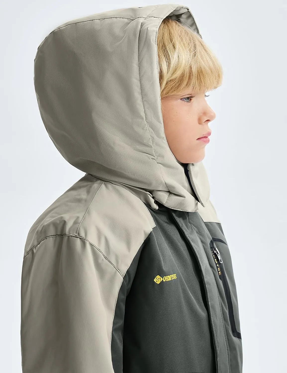 GEMYSE Boy's Waterproof Ski Snow Jacket Hooded Fleece Windproof Winter Jacket