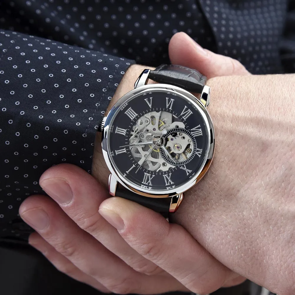 Gift For Husband or Boyfriend Openwork Watch