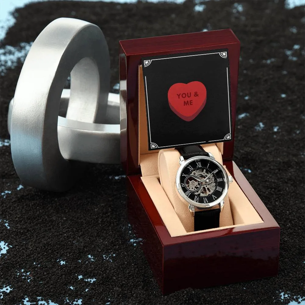 Gift For Husband or Boyfriend Openwork Watch