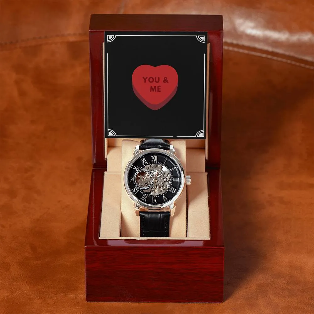 Gift For Husband or Boyfriend Openwork Watch