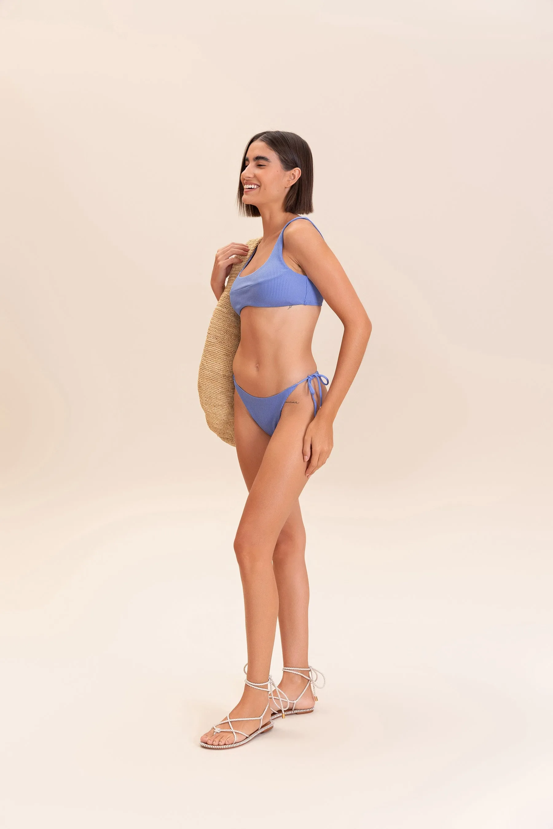 Gloss Rib Tie-Side Bikini Bottom