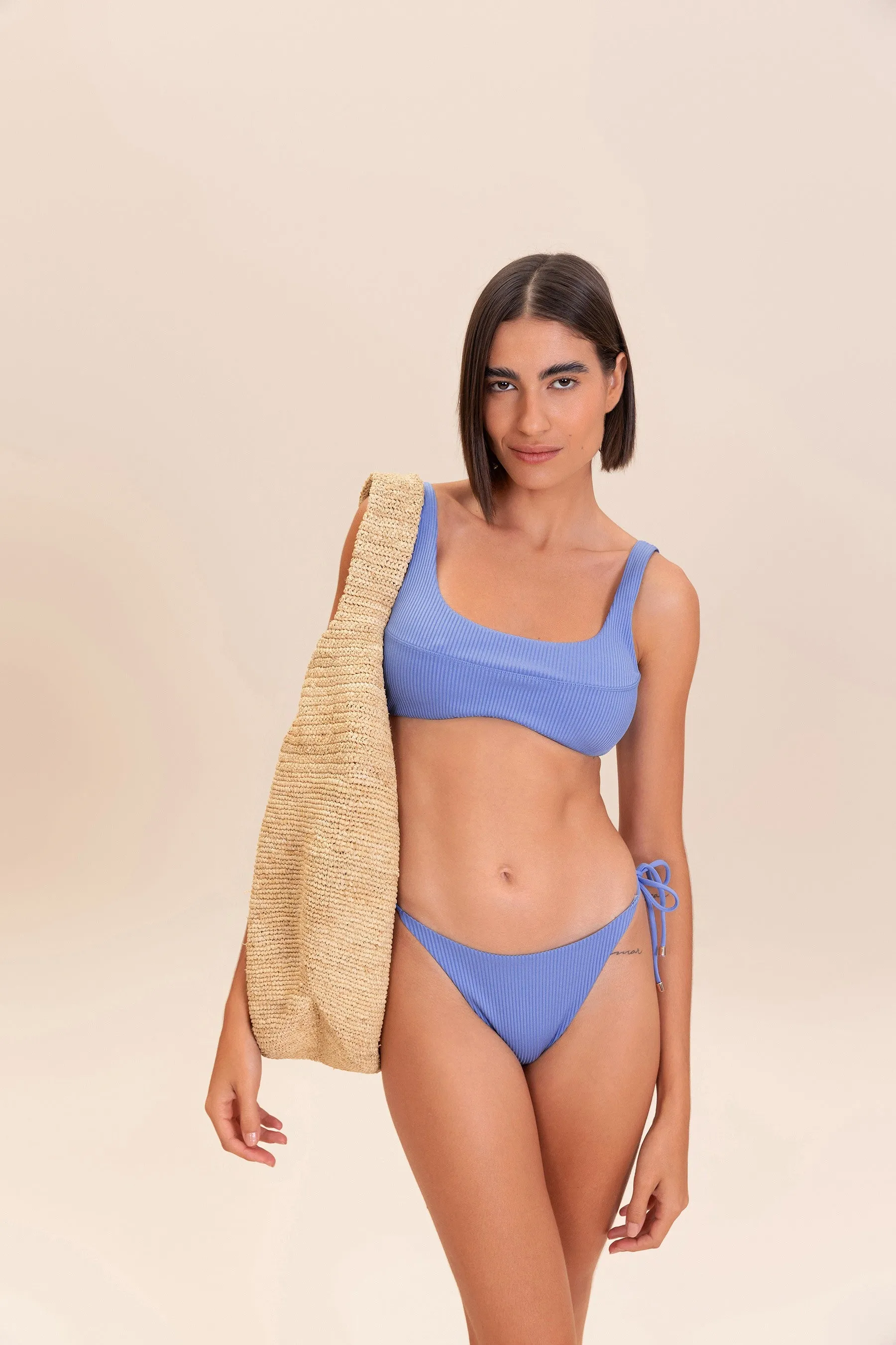 Gloss Rib Tie-Side Bikini Bottom