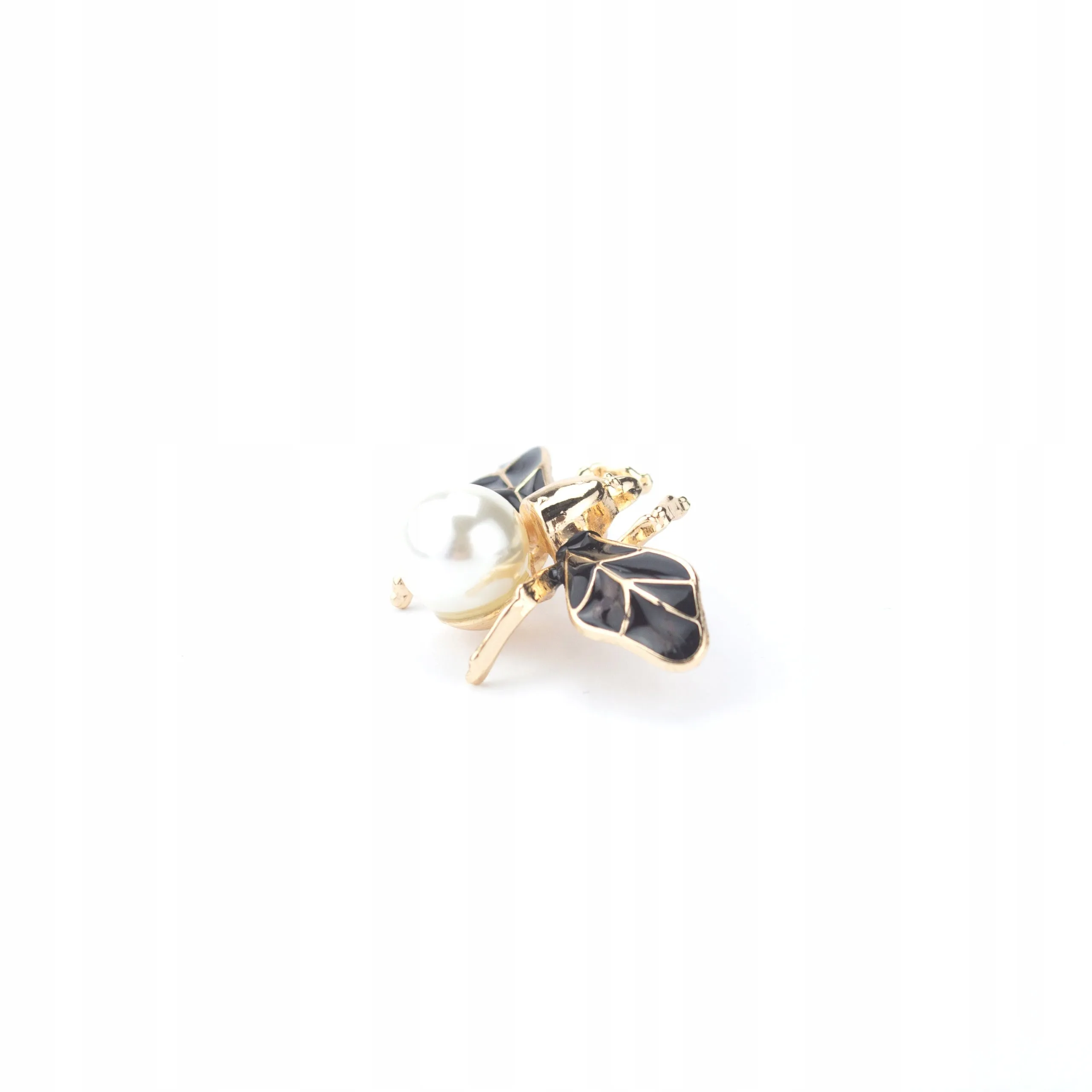 Golden fly insect with pearl enamel pin