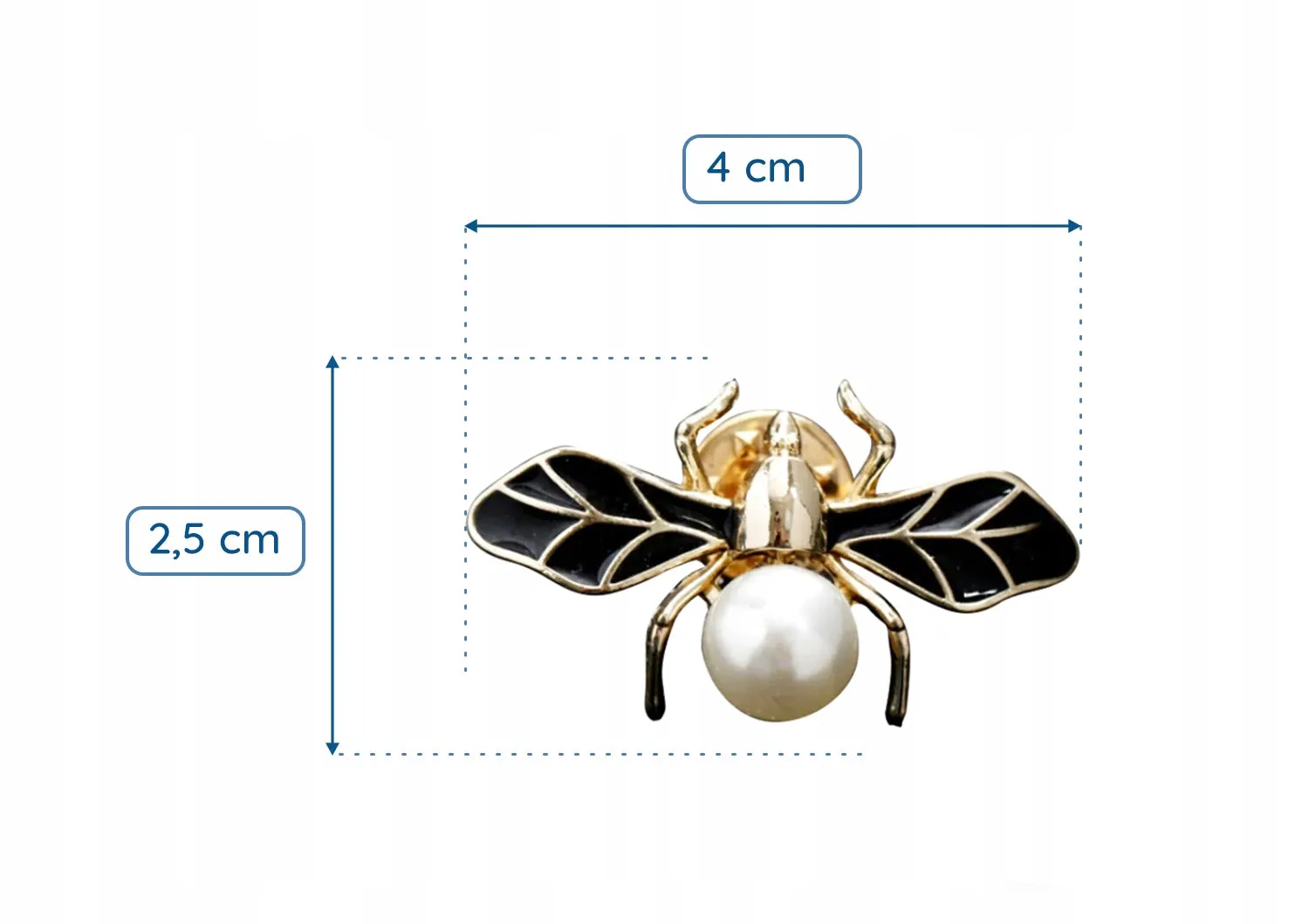 Golden fly insect with pearl enamel pin