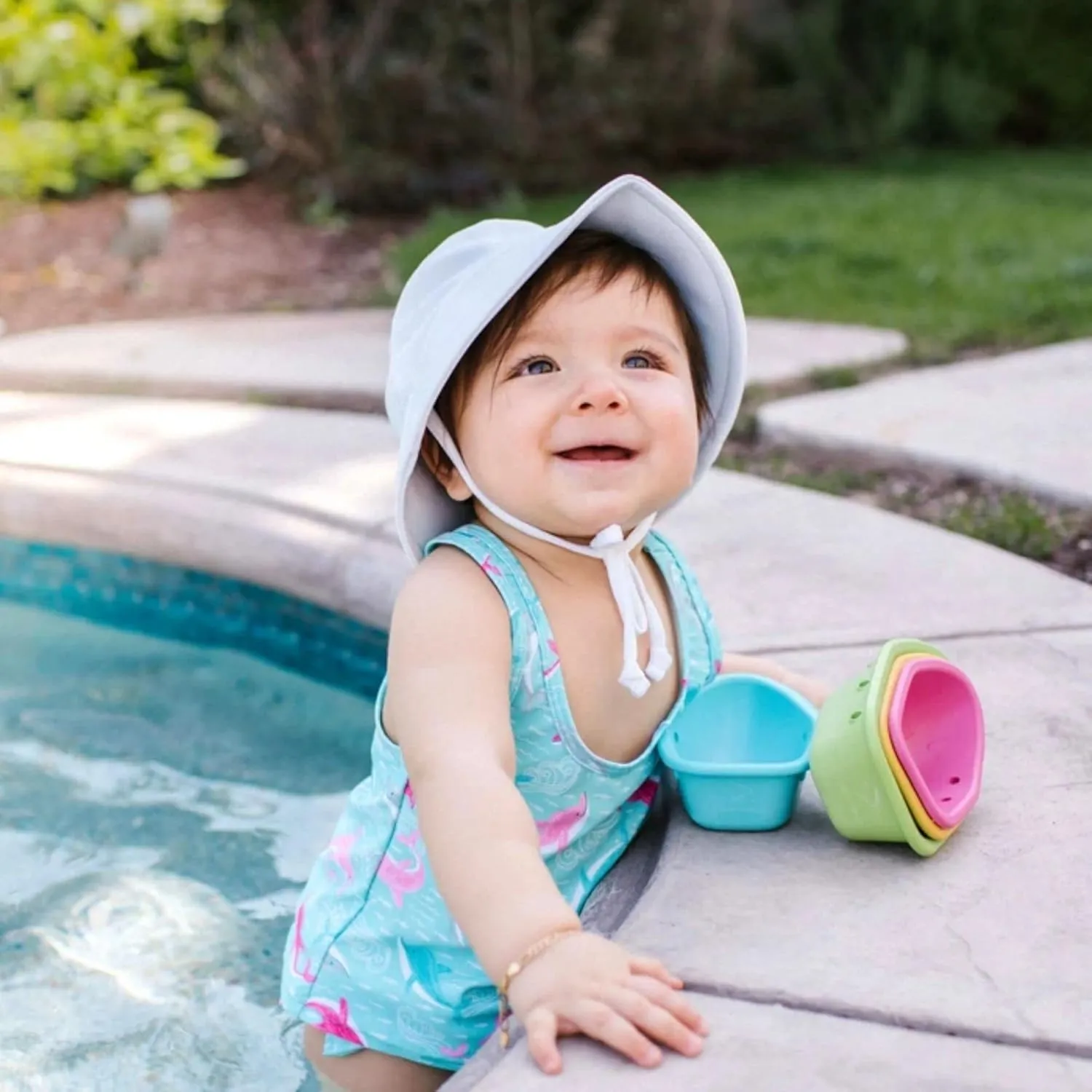 green sprouts Baby Girls' Breathable Swim & Sun Bucket Hat