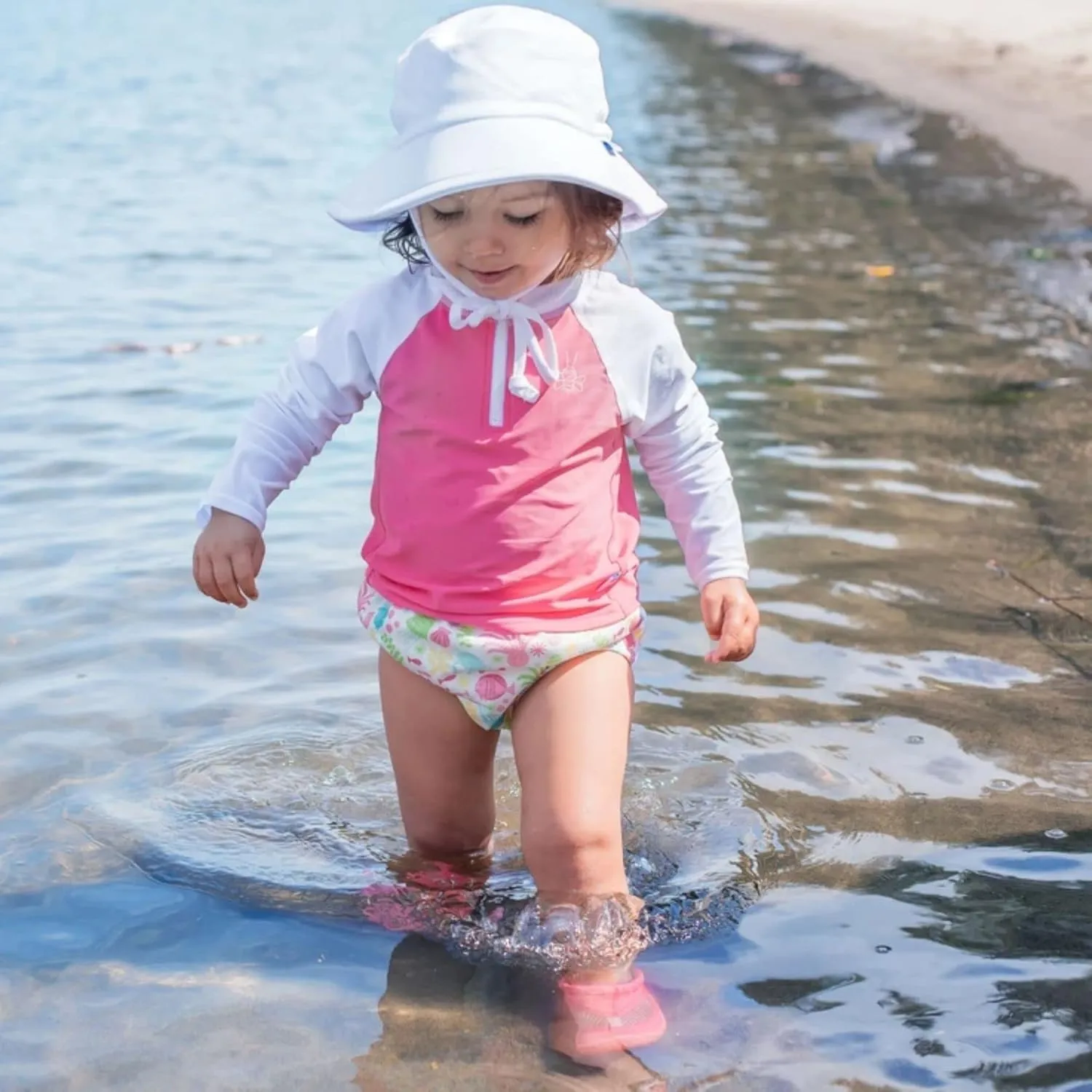 green sprouts Baby Girls' Breathable Swim & Sun Bucket Hat