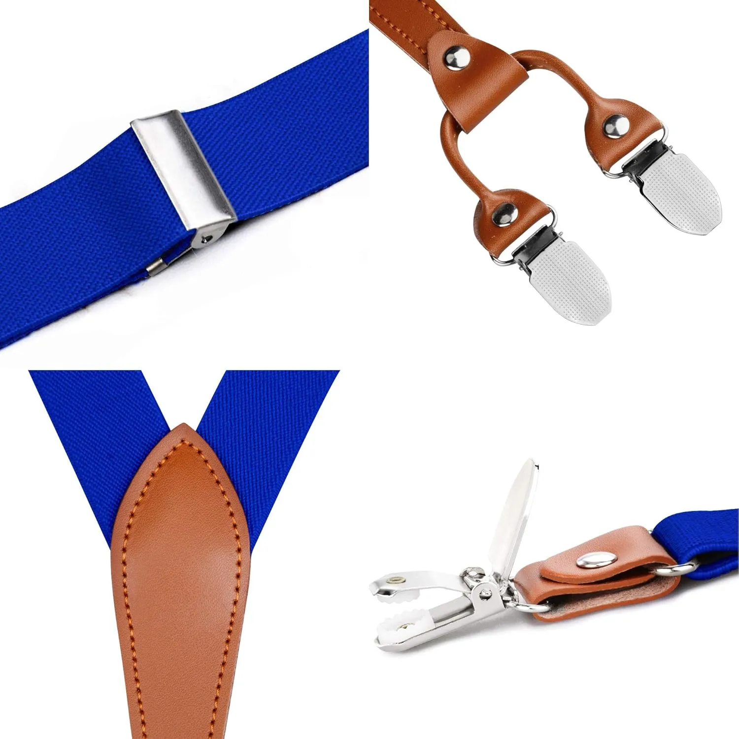 GUSLESON Suspenders & Bowtie Set Men's Elastic Band Suspenders   Bowtie for Wedding, Formal Events