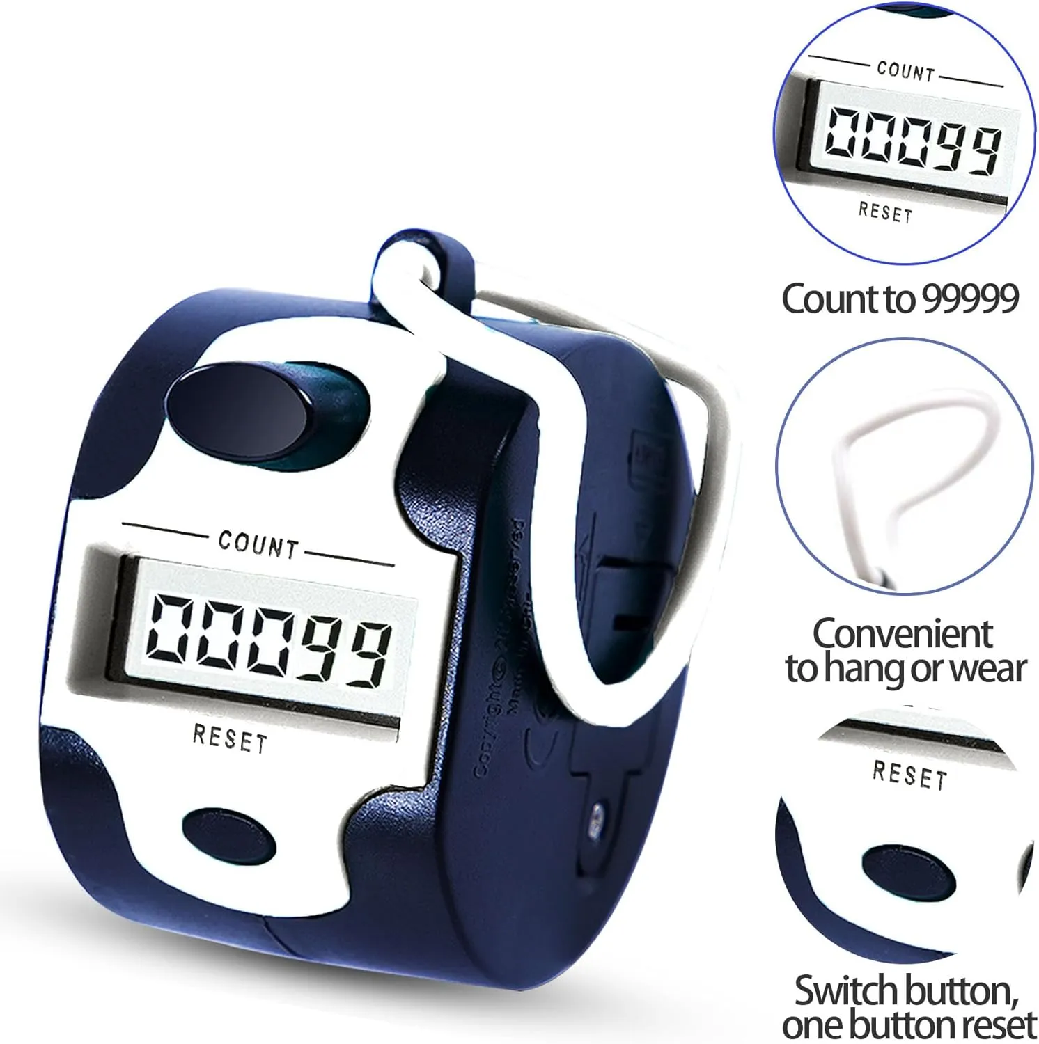 Handy Counter Click Manual Digital clicker Stitch Tally Counters Finger Mechanical Palm Handheld Pitch 5-Digit Electronic Display Click Counter Number Count for Row, People, Golf Lap