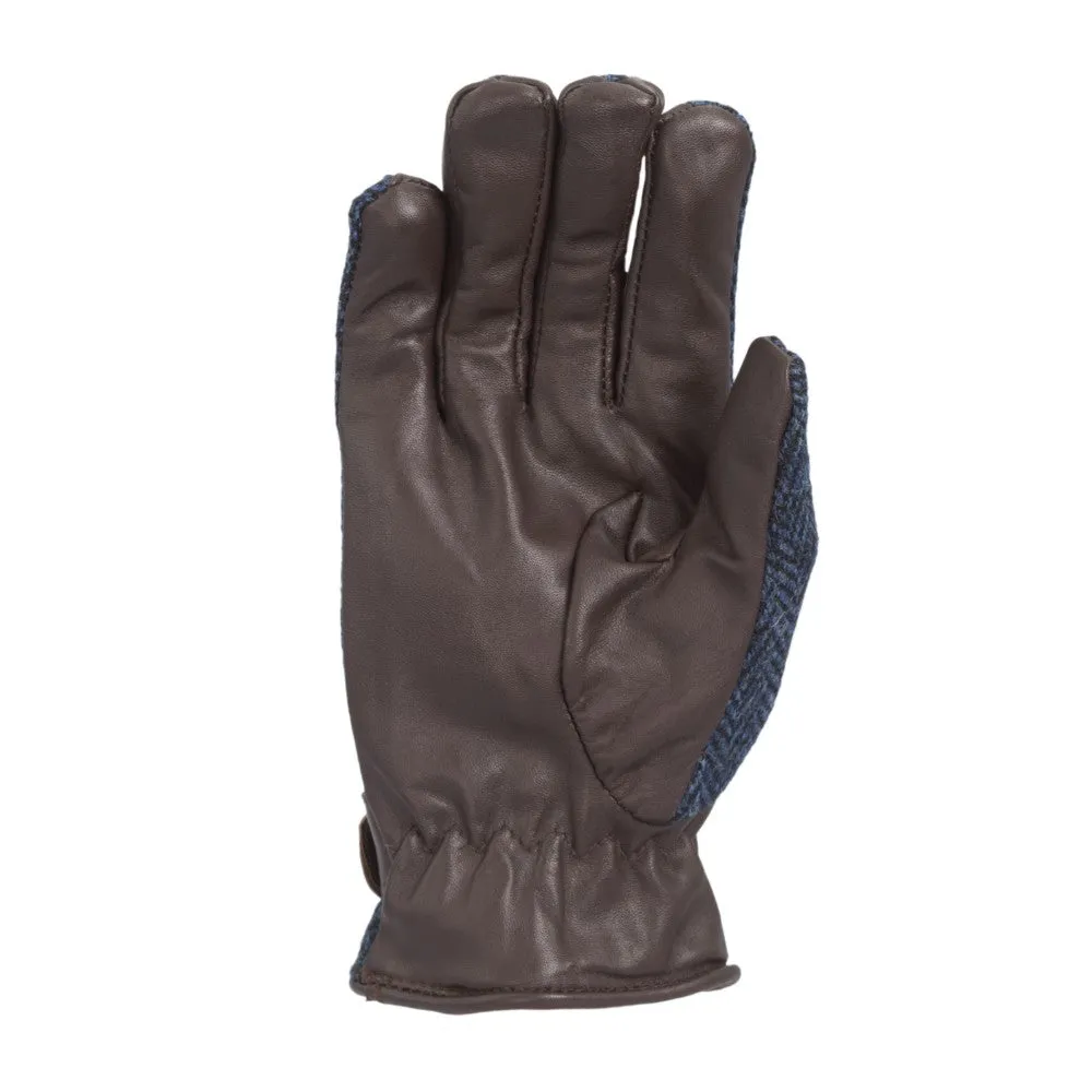 Harris Tweed Gloves in Blue Herringbone Tweed