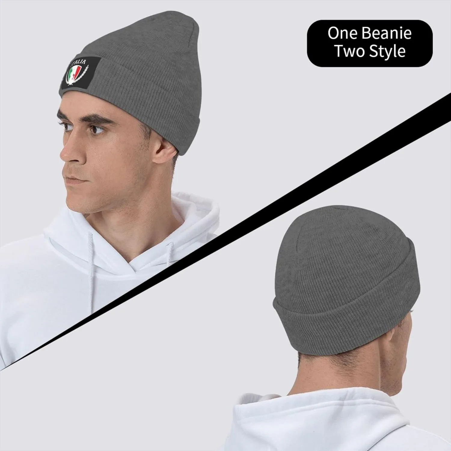 Italia Italy Italian Flag Knit Beanie Winter Hats for Men and Women Knitted Cuffed Skull Cap Acrylic Daily Beanie Hat