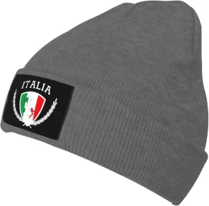 Italia Italy Italian Flag Knit Beanie Winter Hats for Men and Women Knitted Cuffed Skull Cap Acrylic Daily Beanie Hat