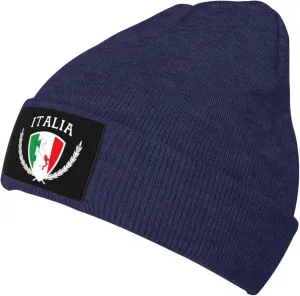 Italia Italy Italian Flag Knit Beanie Winter Hats for Men and Women Knitted Cuffed Skull Cap Acrylic Daily Beanie Hat