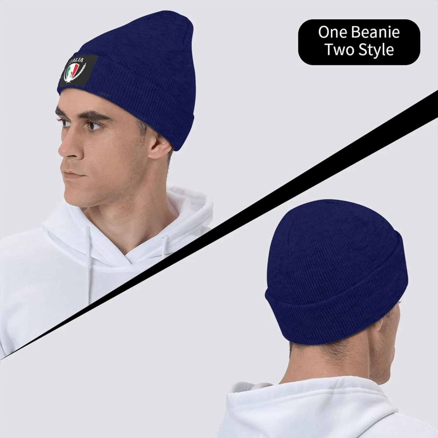 Italia Italy Italian Flag Knit Beanie Winter Hats for Men and Women Knitted Cuffed Skull Cap Acrylic Daily Beanie Hat