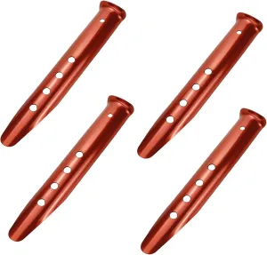 KUMGROT 4 Pcs Snow Sand Tent Stakes Stakes Pegs U-Shaped Beach Tent Nails Aluminum Alloy 9" Lightweight Tent Pegs for Boating Hiking Backpacking Picnic (Orange)