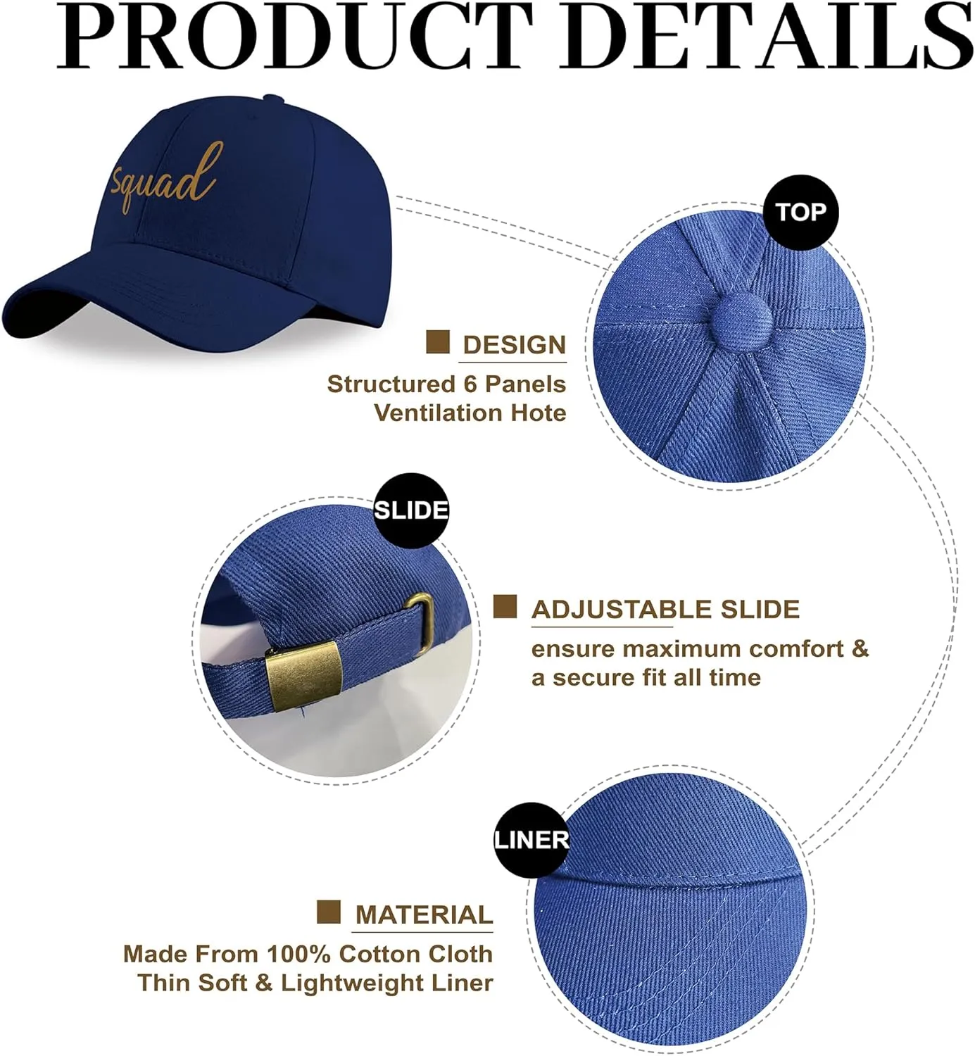 LADY&HOME Bachelor/Bachelorette Party Baseball Hats Set, Embroidered Adjustable Cotton Truck Caps