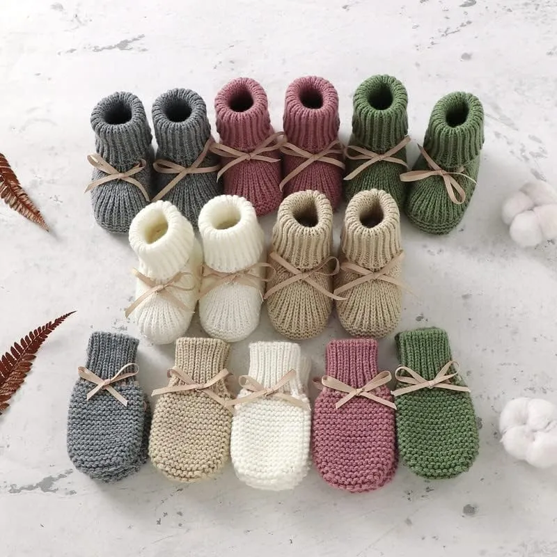 LAWKUL Baby Outfit Cotton Knit Newborn Infant Romper Knitted Longsleeve Sweater Clothes With Warm Hat Set Toddler Boy Girl