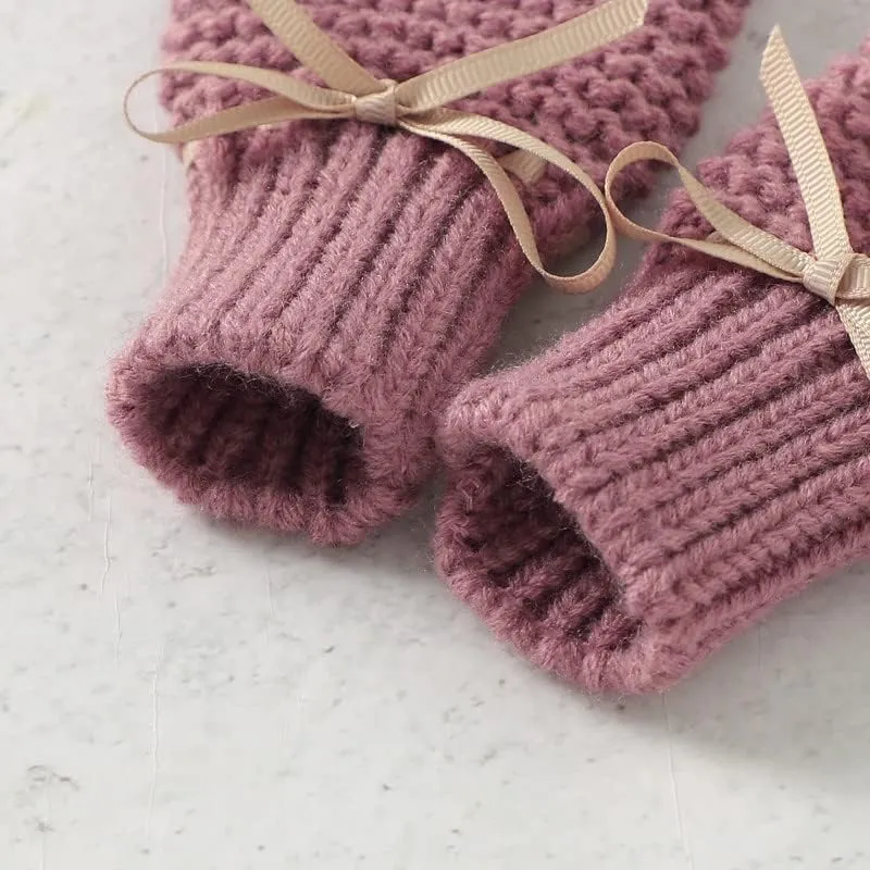 LAWKUL Baby Outfit Cotton Knit Newborn Infant Romper Knitted Longsleeve Sweater Clothes With Warm Hat Set Toddler Boy Girl