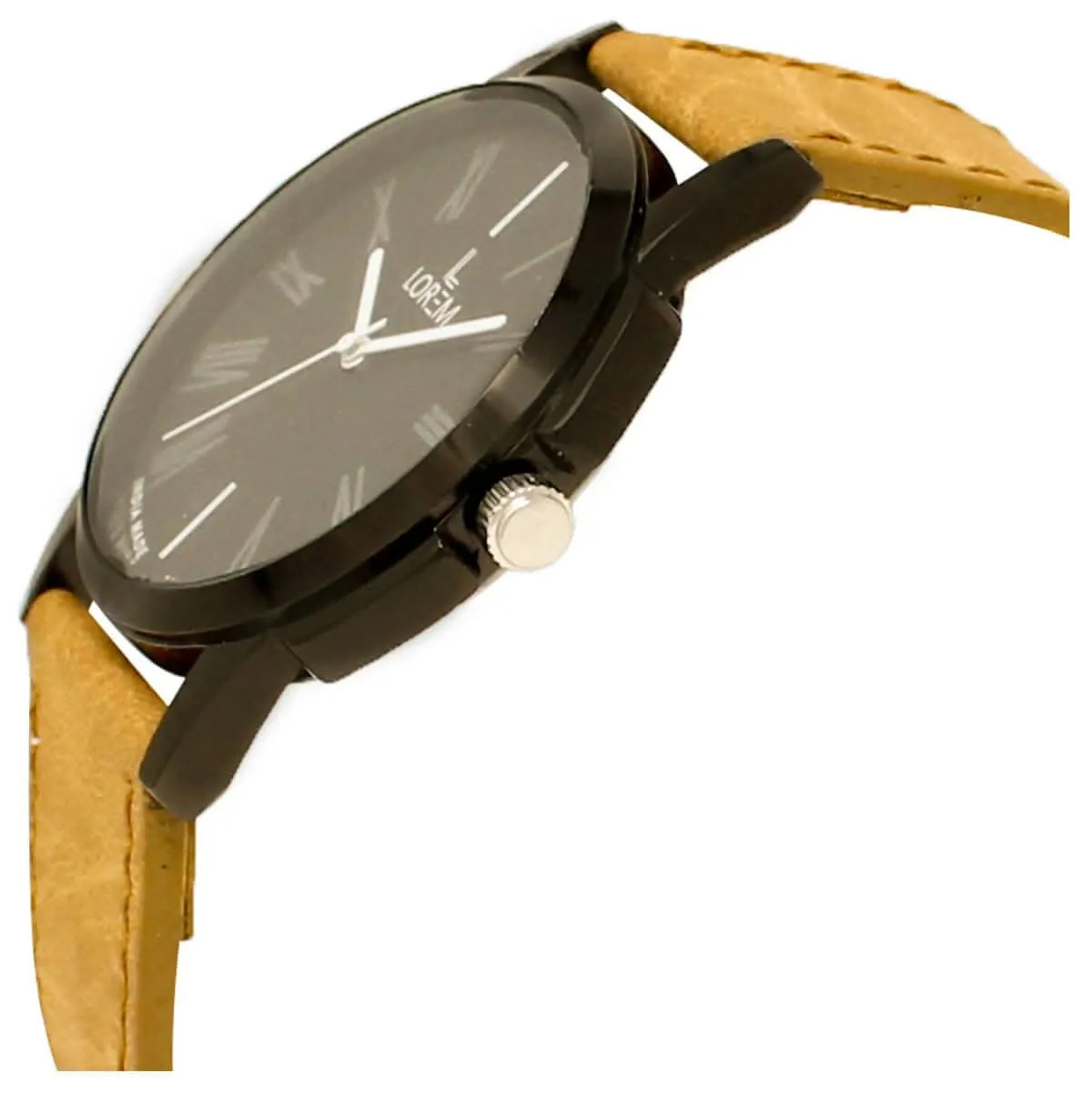 LOREM Black Roman Analog Watch For Men LR19