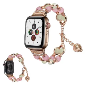 Luminous bead stainless steel watch band for Apple Watch Series 6 / 5 40mm - Pink / Gold
