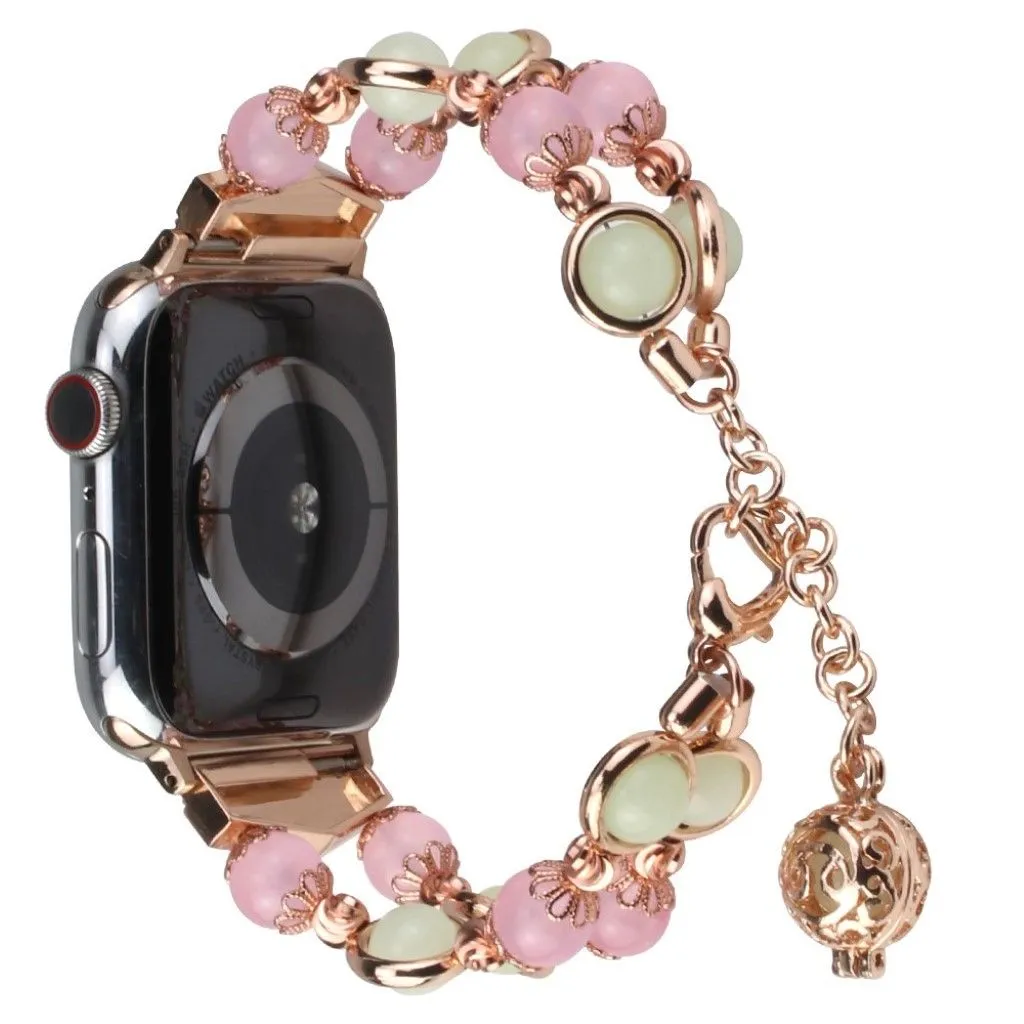 Luminous bead stainless steel watch band for Apple Watch Series 6 / 5 40mm - Pink / Gold