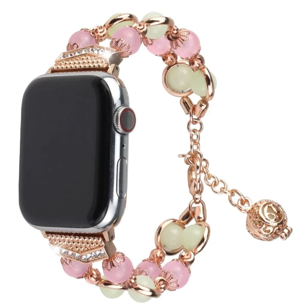 Luminous bead stainless steel watch band for Apple Watch Series 6 / 5 40mm - Pink / Gold