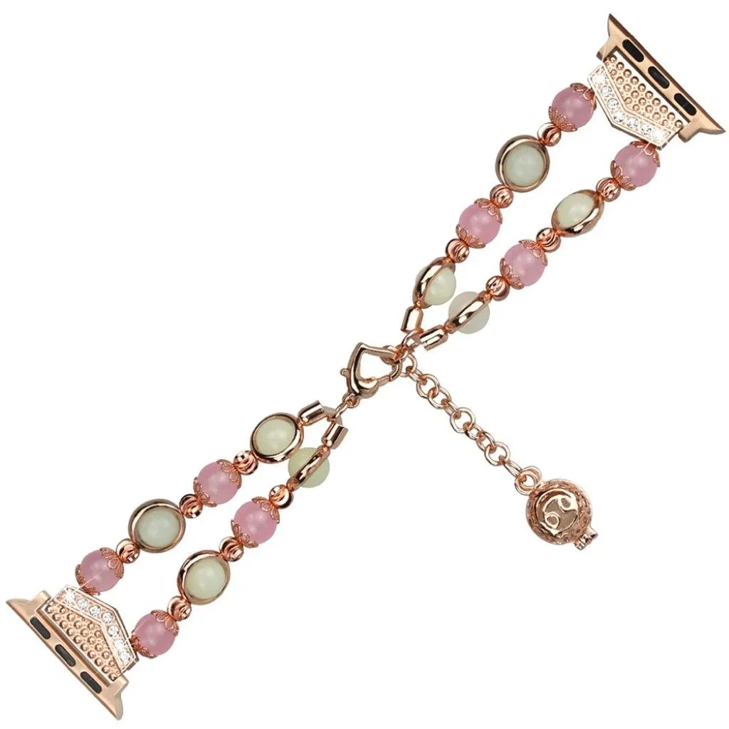 Luminous bead stainless steel watch band for Apple Watch Series 6 / 5 40mm - Pink / Gold