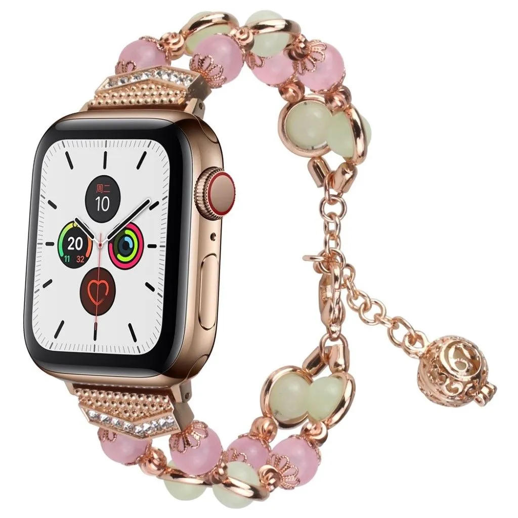 Luminous bead stainless steel watch band for Apple Watch Series 6 / 5 40mm - Pink / Gold