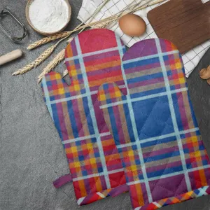 Lushomes 2-Pack Red Check Quilted Heat-Resistant Oven Mitts, 6x13"