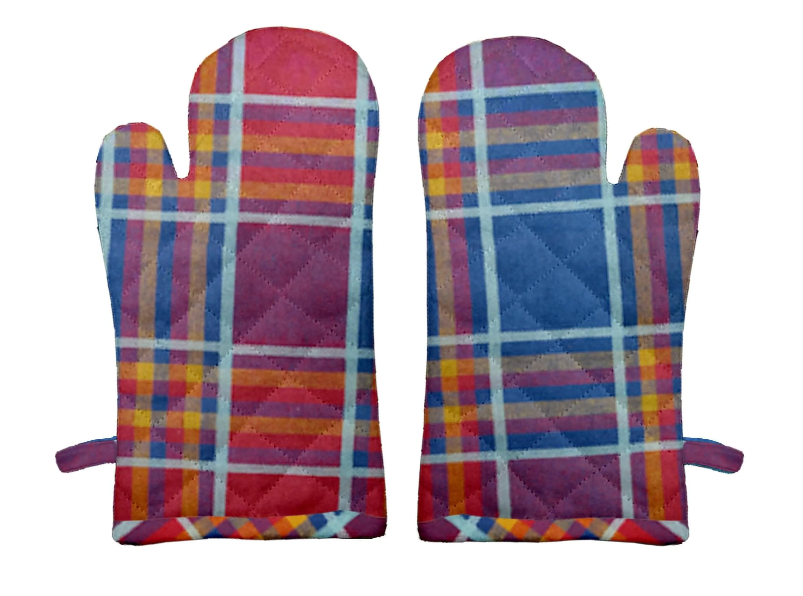 Lushomes 2-Pack Red Check Quilted Heat-Resistant Oven Mitts, 6x13"