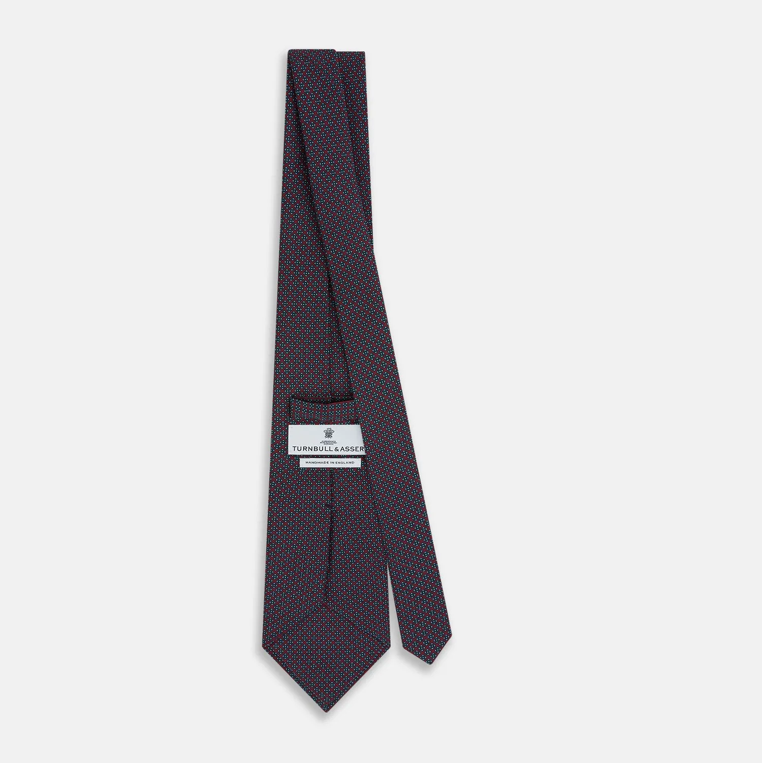 Magenta and Navy Square-Patterned Silk Tie