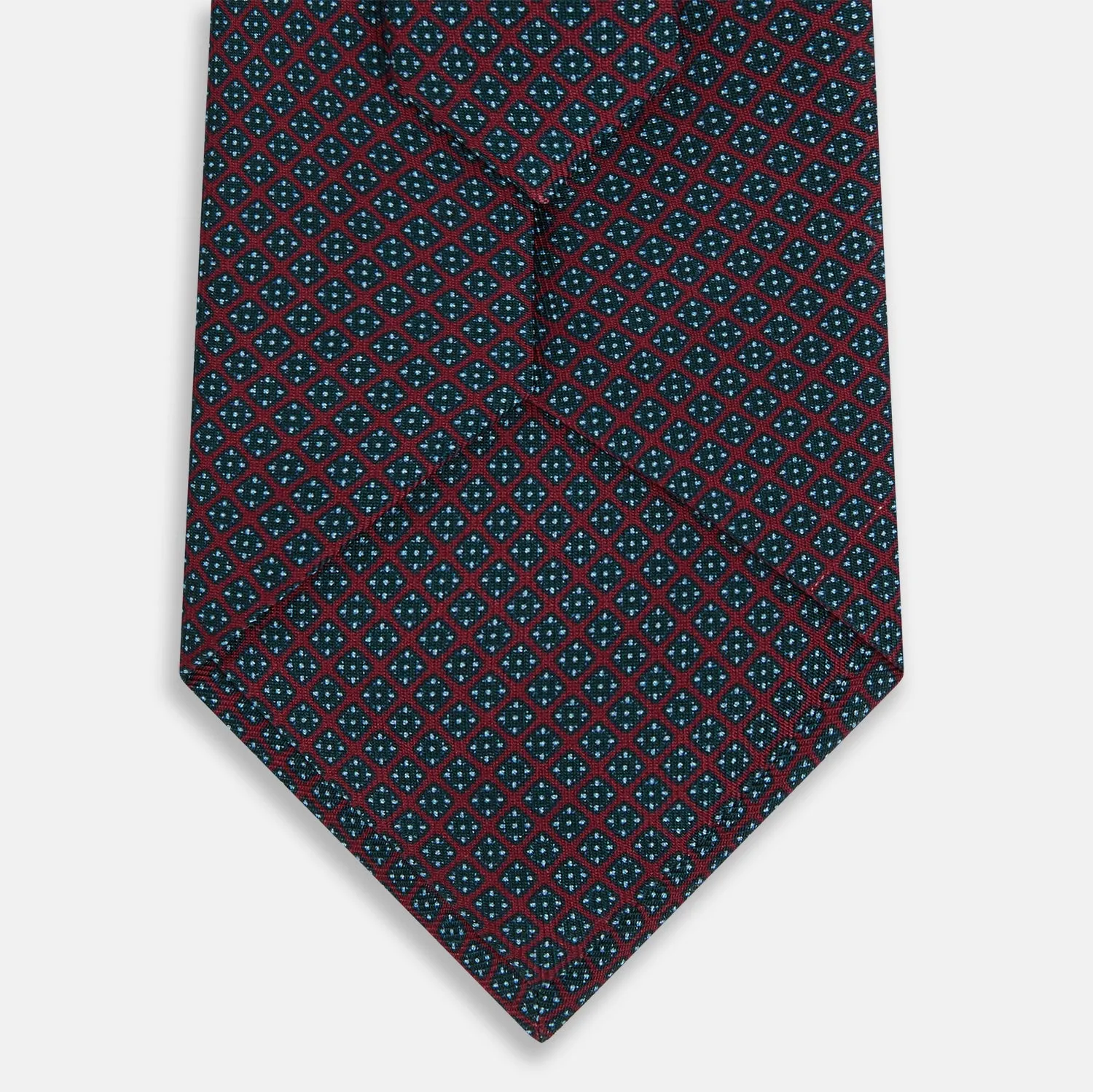 Magenta and Navy Square-Patterned Silk Tie