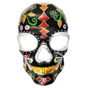 Mask - Day of the Dead Skull Mask - Black Patterned