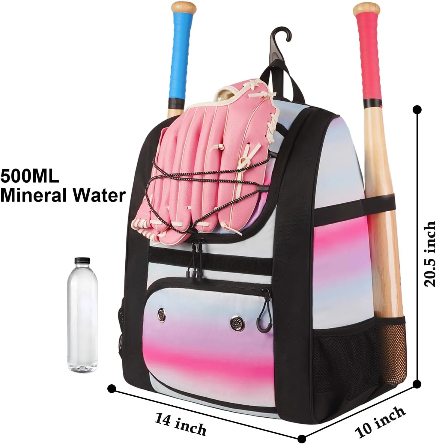 MATEIN Softball Bag, Lightweight Baseball Backpack with Shoe Compartment, Baseball Bag with Fence Hook for TBall Bat & Equipment, Softball Gifts Catchers Backpack for Women Fit Batting Glove, Helmet