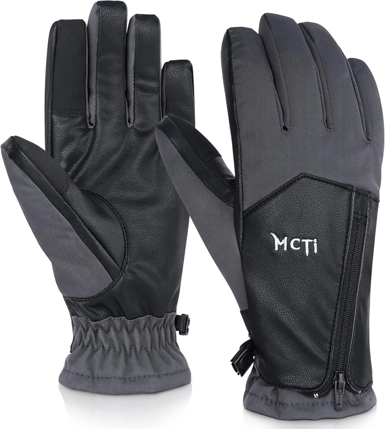 MCTi Winter Gloves for Women Waterproof Warm for Cold Weather Touchscreen Zipper Gloves