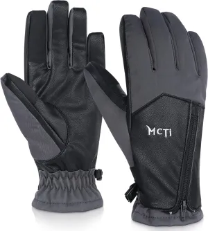 MCTi Winter Gloves for Women Waterproof Warm for Cold Weather Touchscreen Zipper Gloves